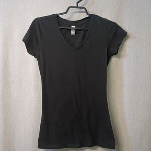 Next Level Apparel Black V-neck Short Sleeve T-shirt Size S Women's 100% Cotton